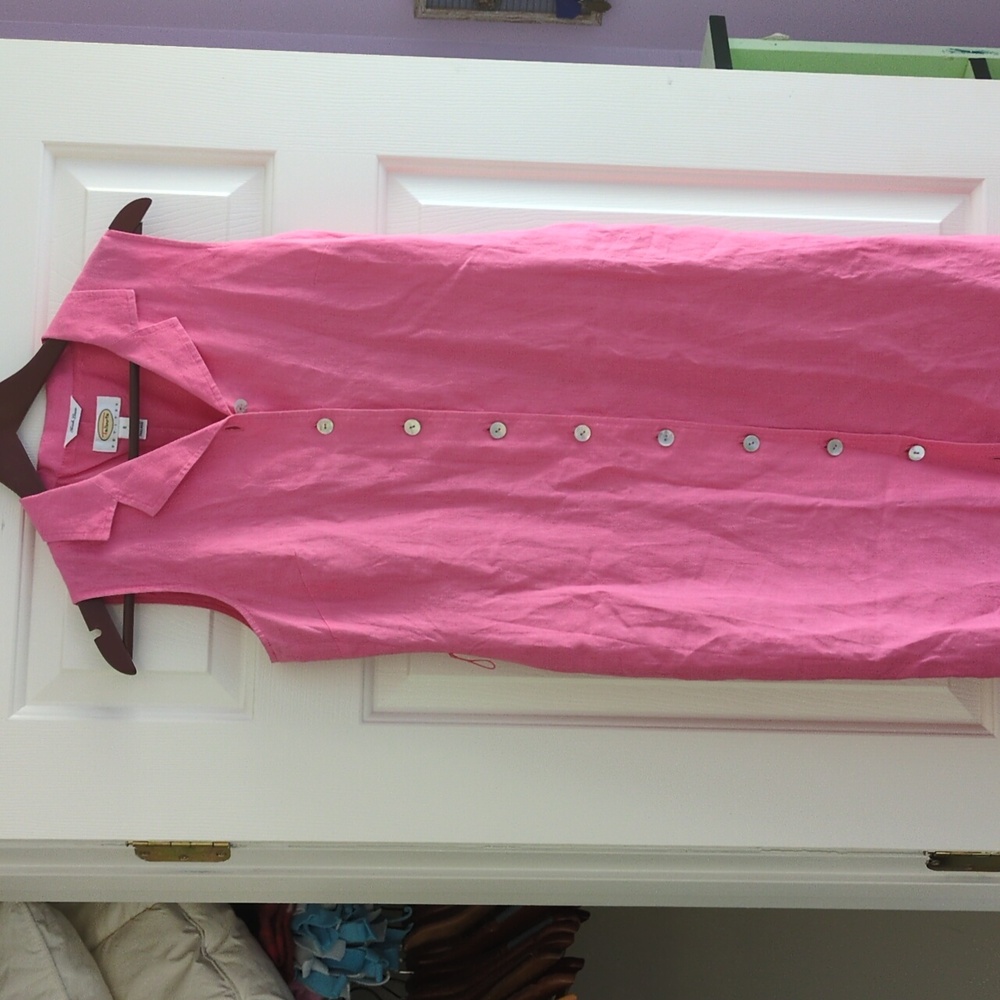 Talbot's Irish Linen button-up dress, size 8US, pink